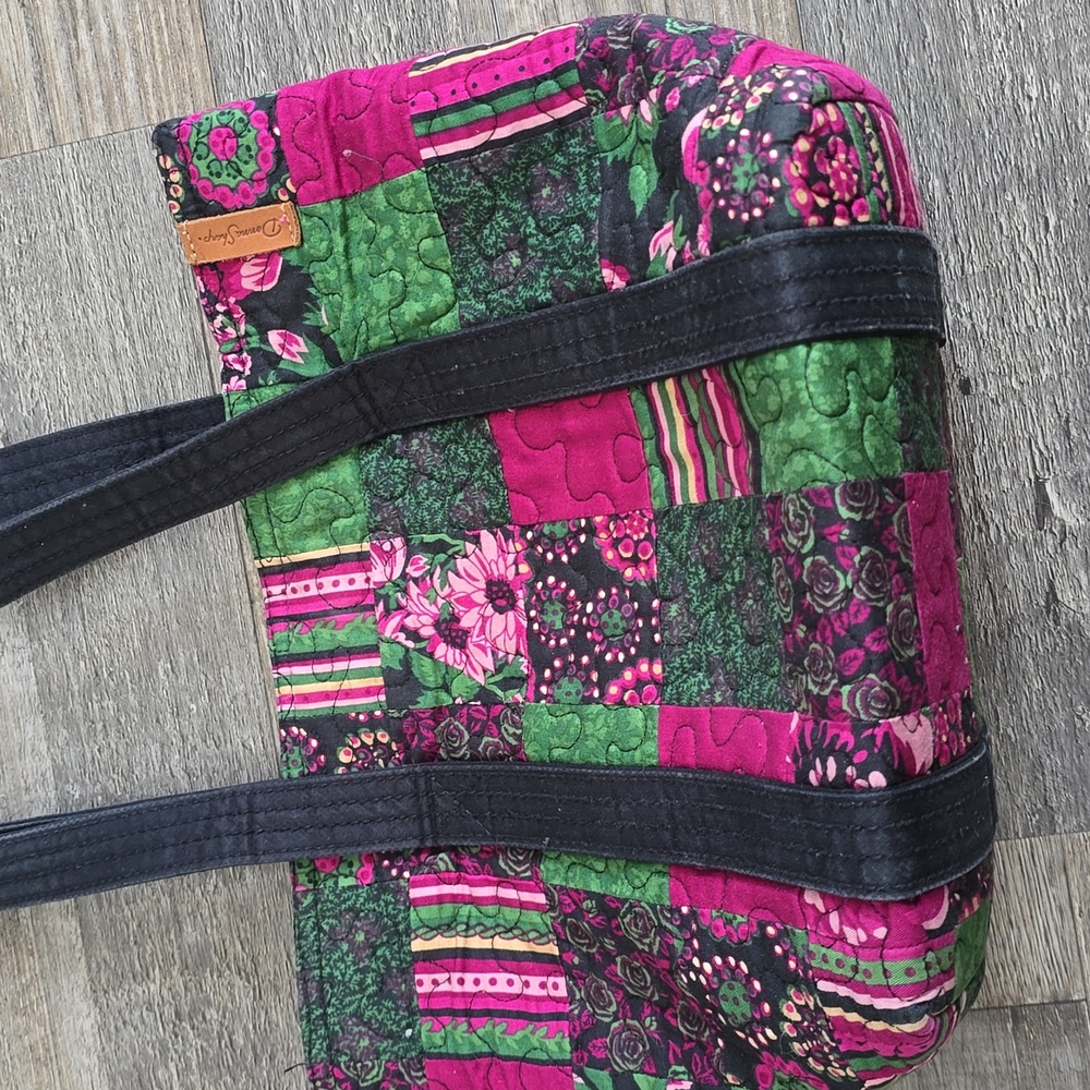 Donna Sharp Patchwork Tote Bag With Black Straps - image 2